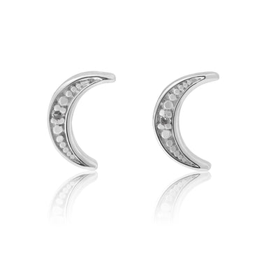 9ct Yellow Gold Diamond Moon Stud Earrings