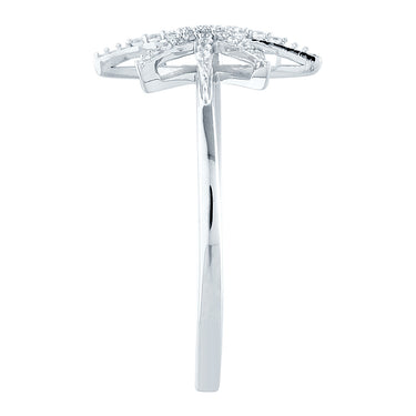9ct White Gold Diamond Starburst Ring