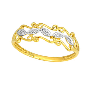 9ct Yellow Gold Diamond Ring with 10 Brilliant Diamonds