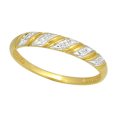 9ct Yellow Gold Diamond Ring with 10 Brilliant Diamonds