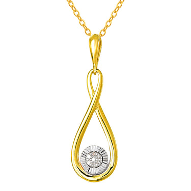 9ct Yellow Gold Diamond Infinity Pendant with 7 Brilliant Diamonds