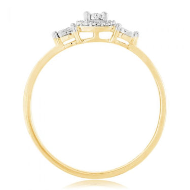 9ct Yellow Gold Diamond Trilogy Ring with 3 Brilliant Diamonds in Disc Setting