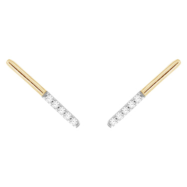 9ct Yellow Gold 0.05 Carat Diamond Bar Earrings with 10 Brilliant Cut Diamonds