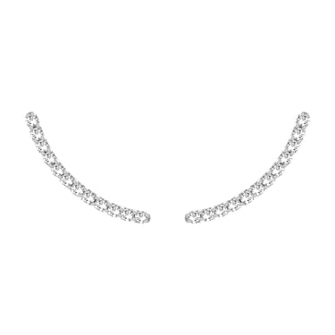 9ct White Gold 0.05 Carat Diamond Ear Climbers Stud Earrings