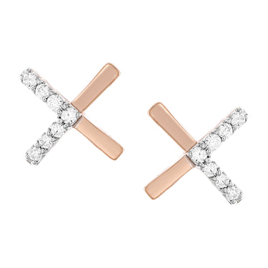 9ct Rose Gold 0.05 Carat Diamond Earrings with 14 Brilliant Cut Diamonds