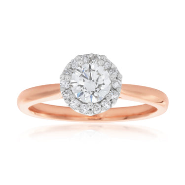 Luminesce Lab Grown 18ct Rose Gold 0.60 Carat Diamond Halo Ring