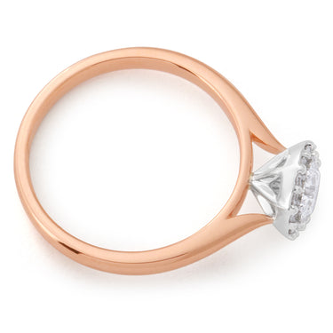Luminesce Lab Grown 18ct Rose Gold 0.60 Carat Diamond Halo Ring
