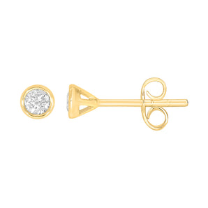 9ct Yellow Gold 1/6 Carat Diamond Stud Earrings