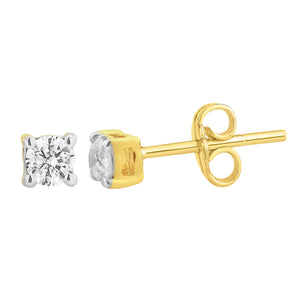 9ct Yellow Gold  0.10 Carat Diamond Stud Earrings