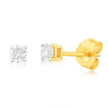 9ct Yellow Gold  0.20 Carat Diamond Stud Earrings