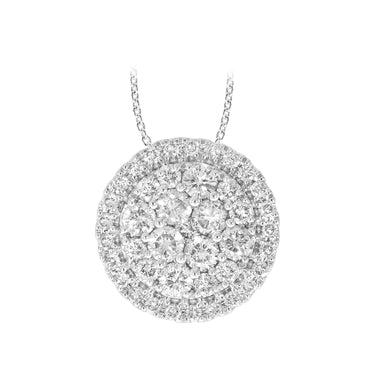 9ct White Gold 1 Carat Diamond Cluster Pendant on 45cm Chain