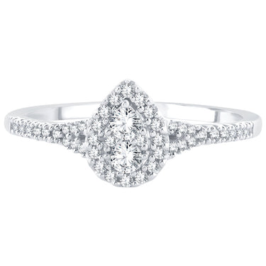 9ct White Gold 1/4 Carat Pear Shape Cluster Ring