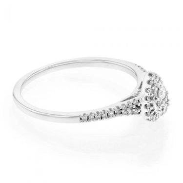 9ct White Gold 1/4 Carat Pear Shape Cluster Ring