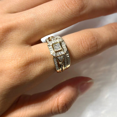 9ct Yellow Gold 0.45 Carat Diamond Bridal 2 Ring Set