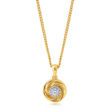 9ct Yellow Gold 0.15 Carat Diamond Knot Pendant
