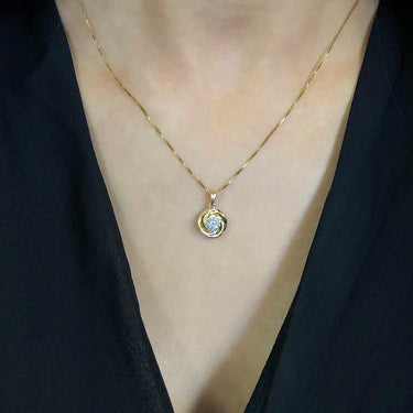 9ct Yellow Gold 0.15 Carat Diamond Knot Pendant