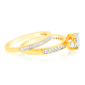 9ct Yellow Gold 3/5 Carat Diamond Bridal Ring Set