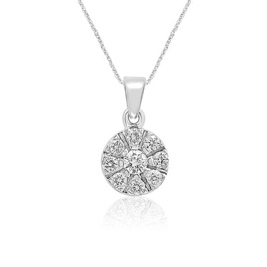 Luminesce Lab Grown 9ct White Gold 0.15 Carat Diamond Pendant with 9 Diamonds on 45cm Chain