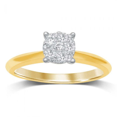 Luminesce Lab Grown 9ct Yellow Gold 0.25 Carat Diamond Ring with 11 Diamonds