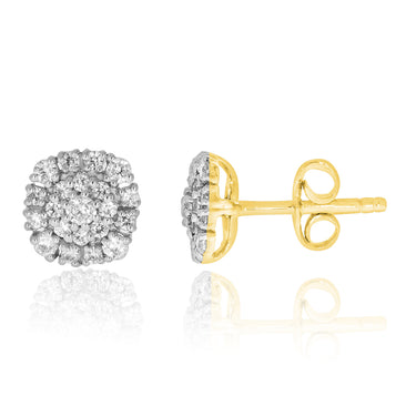 9ct Yellow Gold 1/2 Carat Diamond Stud Earrings