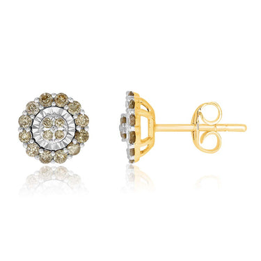 9ct Yellow Gold 1/2 Carat Diamond Stud Earrings