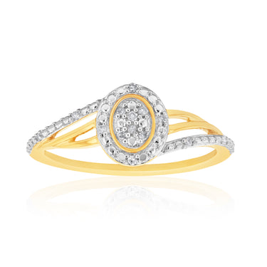 9ct Yellow Gold Diamond Ring Set with 14 Stunning Brilliant Diamonds