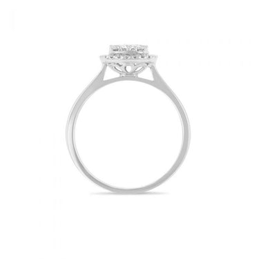 1/2 Carat Diamond Halo Ring in 9ct White Gold