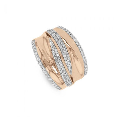 Dramatic Wrap 0.65ct Diamond Pave Ring in 9ct Rose Gold