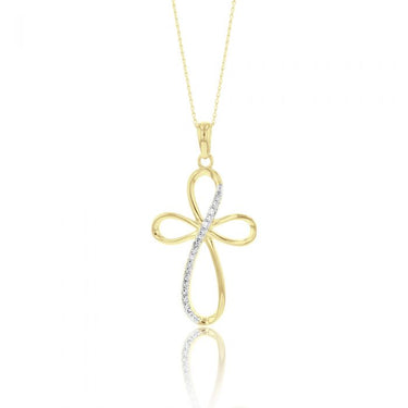 Diamond Cross Pendant on Chain in 9ct Gold