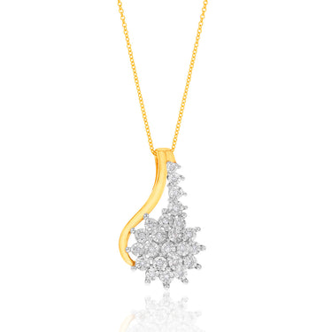 9ct Yellow Gold Diamond Pendant with 23 Diamonds on 45cm Chain