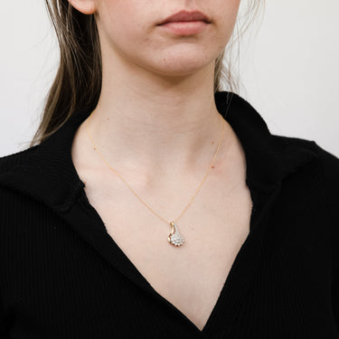 9ct Yellow Gold Diamond Pendant with 23 Diamonds on 45cm Chain