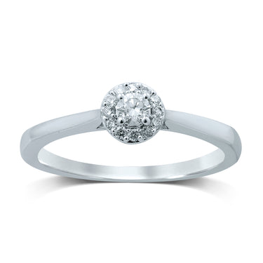Luminesce Lab Grown 18ct White Gold 0.15 Carat Diamond Halo Ring