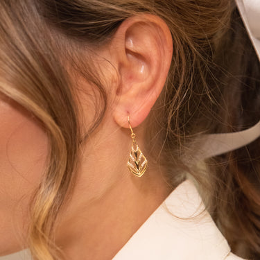 9ct Yellow Gold Diamond Leaf Earrings