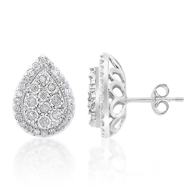 9ct White Gold 1/2 Carat Diamond Pear Shaped Studs