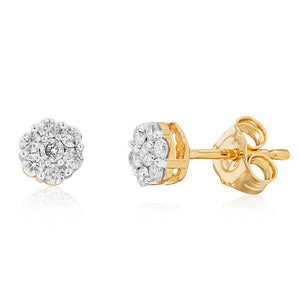 9ct Yellow Gold 1/4 Carat Diamond Stud Earrings