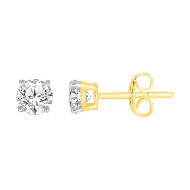 9ct Yellow Gold 1/2 Carat Diamond Stud Earrings