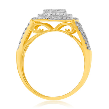 9ct Yellow Gold 1 Carat Diamond Pear Shape Cluster Ring