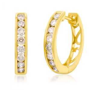 9ct Yellow Gold Diamond Stud Earrings With 1 Carat Of Diamonds