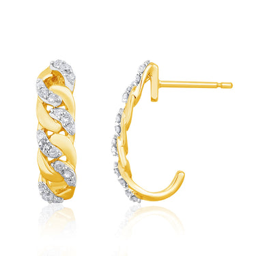 9ct Yellow Gold Diamond Link Earrings