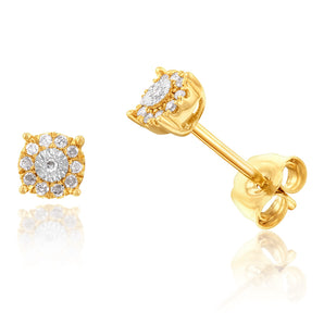 9ct Yellow Gold Sublime Diamond Stud Earrings