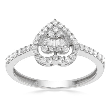 14ct White Gold 1/3 Carat Diamond Heart Ring