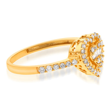 14ct Yellow Gold 1/3 Carat Diamond Heart Ring