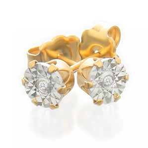 Gift Boxed Hypo Allergenic Gold Plated Diamond Studs