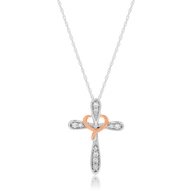 10ct Multi Tone Gold 1/10 Carat Diamond On 46cm Chain