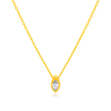 14ct Yellow Gold 1/10 Carat Diamond Pendant On 45cm Chain