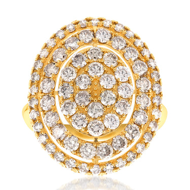 18ct Yellow Gold 2 Carat Diamond Oval Shape Cluster Ring