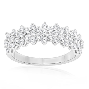 10ct White Gold 1 Carat Diamond Cluster Dress Ring