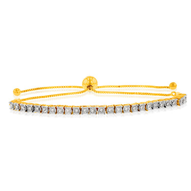 Gold Plated Sterling Silver 1/2 Carat Diamond Tennis Bracelet