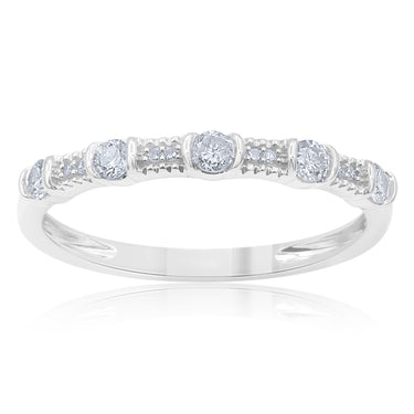 9ct White Gold 1/5 Carat Diamond Ring With 13 Brilliant Diamonds