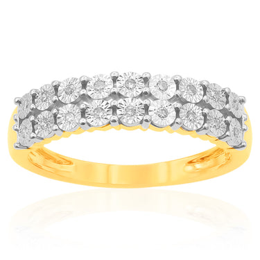 9ct Yellow Gold Diamond Ring With 18 Brilliant Diamonds